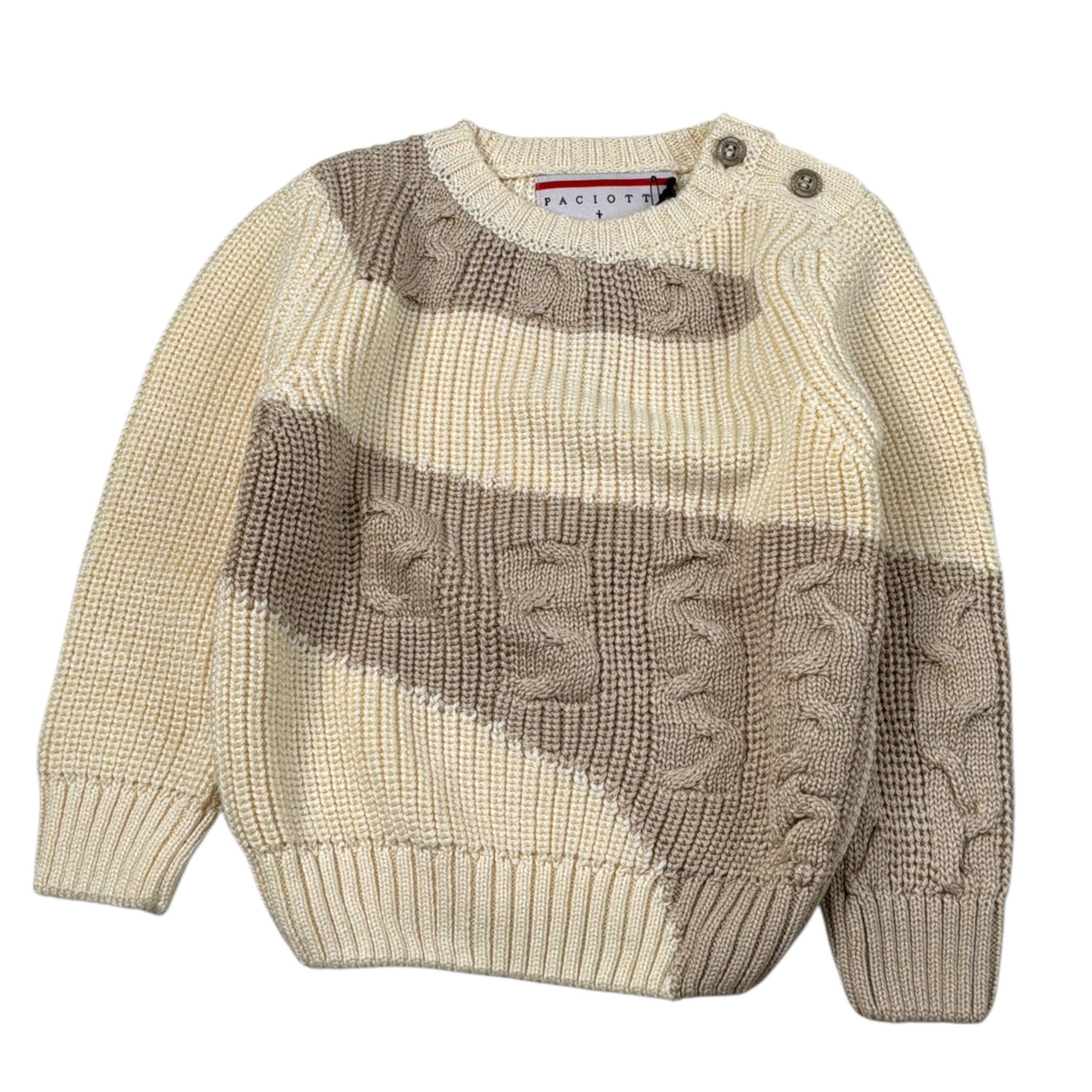 Cesare Paciotti Maglia Girocollo Bicolore Beige per Neonato MGP6358BXN BEIGE CESARE PACIOTTI 