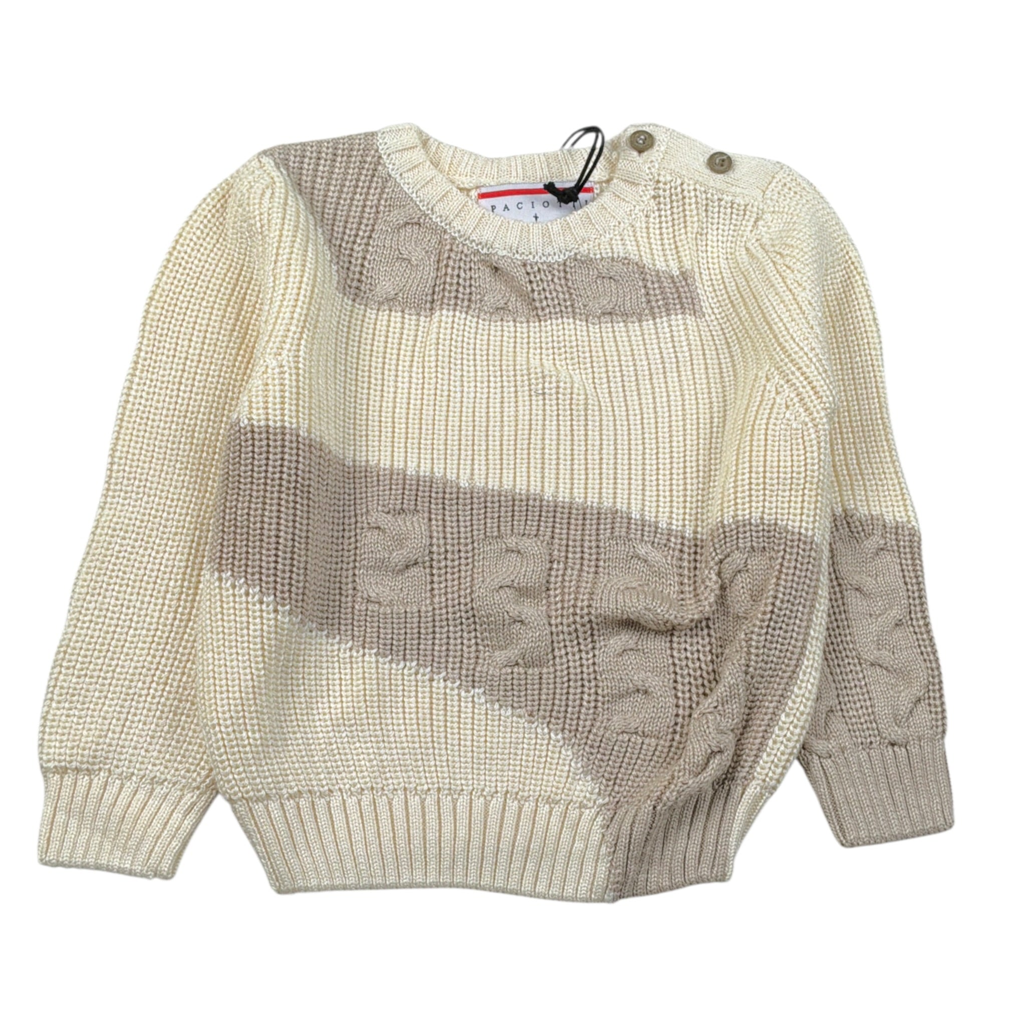 Cesare Paciotti Maglia Girocollo Bicolore Beige per Bambino MGP6358BXXXJ BEIGE CESARE PACIOTTI 