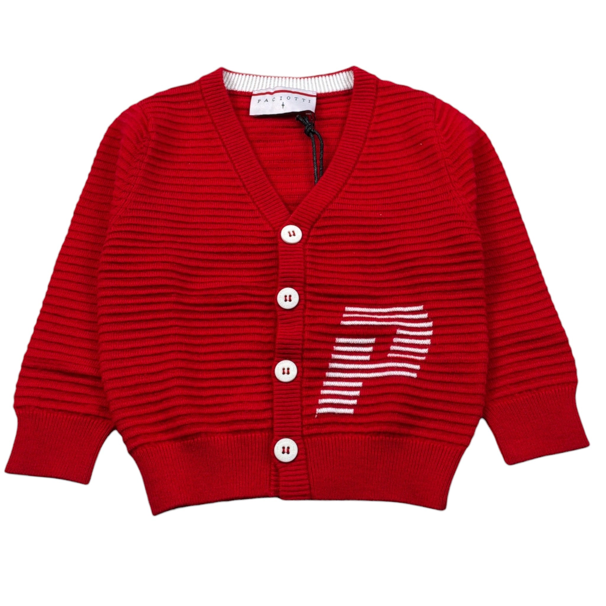 Cesare Paciotti Cardigan tinta unita con Stampa Rosso per Neonato MGP6360BN ROSSO CESARE PACIOTTI 