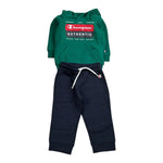 Champion Completo 2Pz Felpa con Cappuccio-Pantalone Verde per Neonato 306532 VERDE CHAMPION 