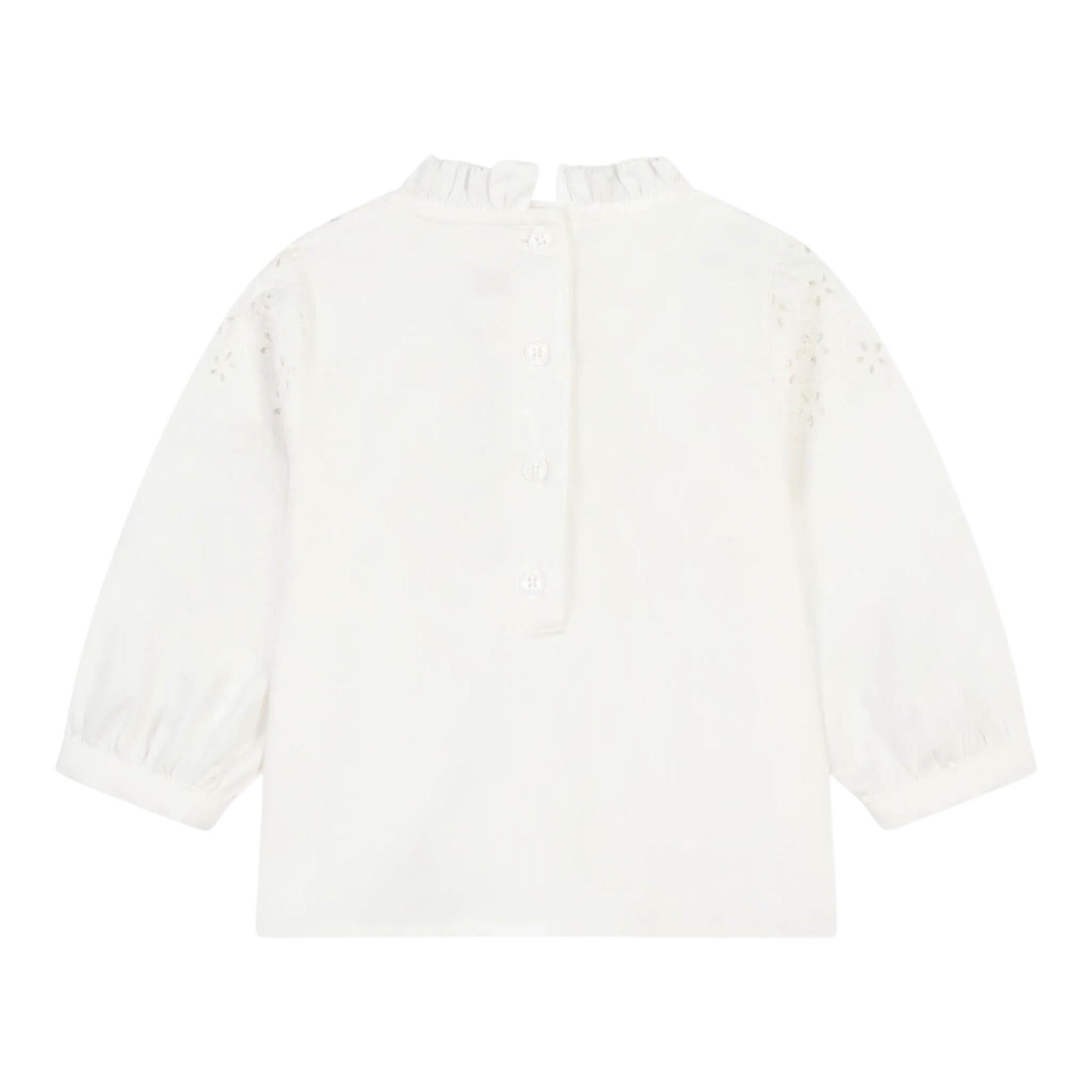 Chloe' Camicia Manica Lunga tinta unita In Pizzo Sangallo Bianco per Neonata C20299 BIANCO CHLOE' 