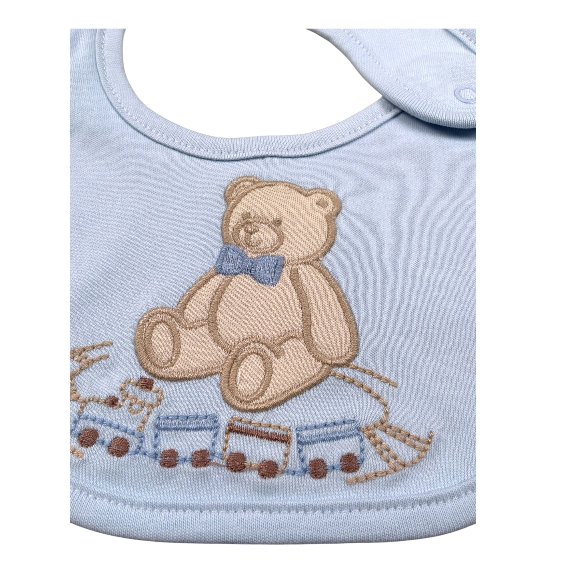 Ciccino Bavetta tinta unita con Ricami Azzurro per Neonato CCB0496 AZZURRO CICCINO 