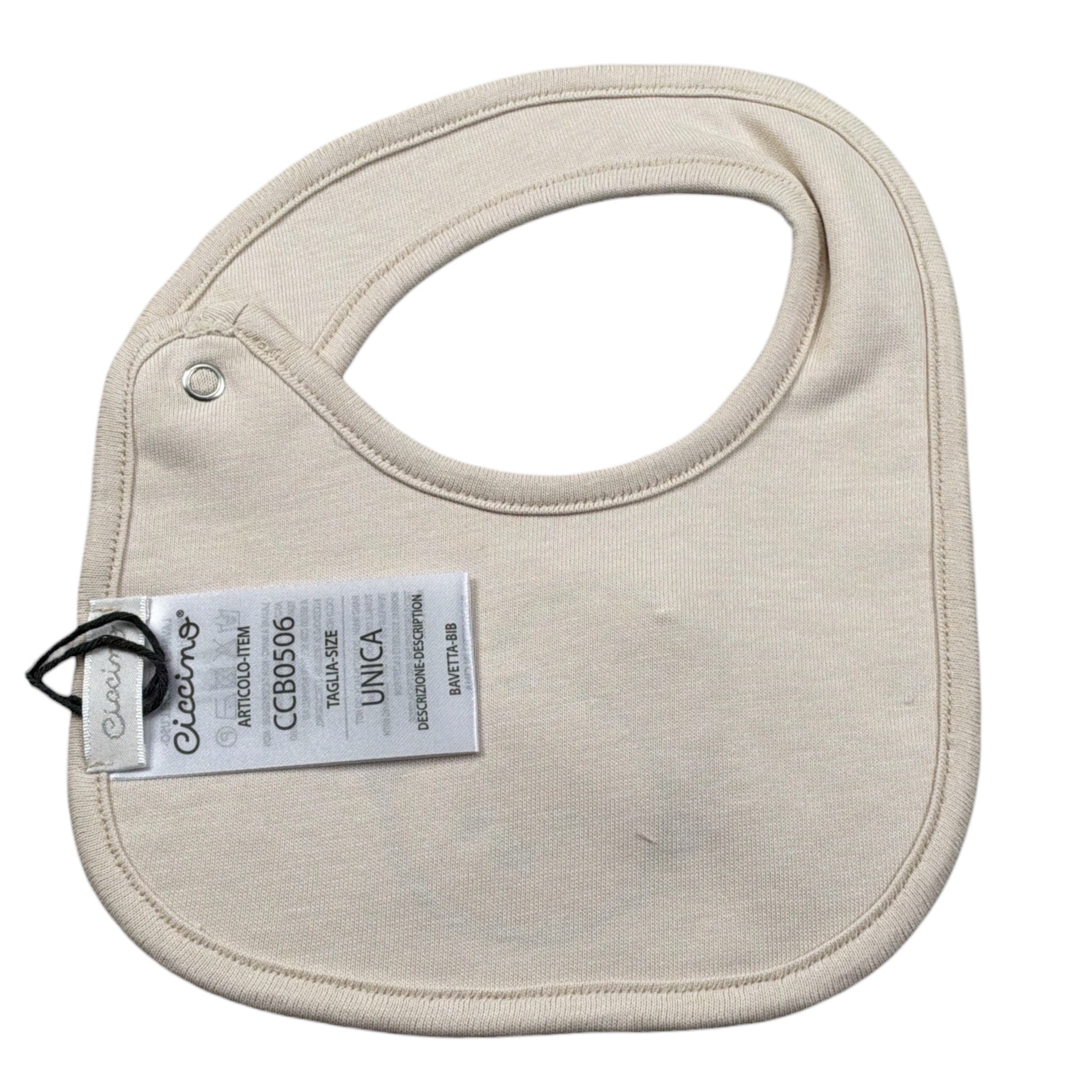 Ciccino Bavetta tinta unita con Ricami Beige per Neonato CCB0506 BEIGE CICCINO 