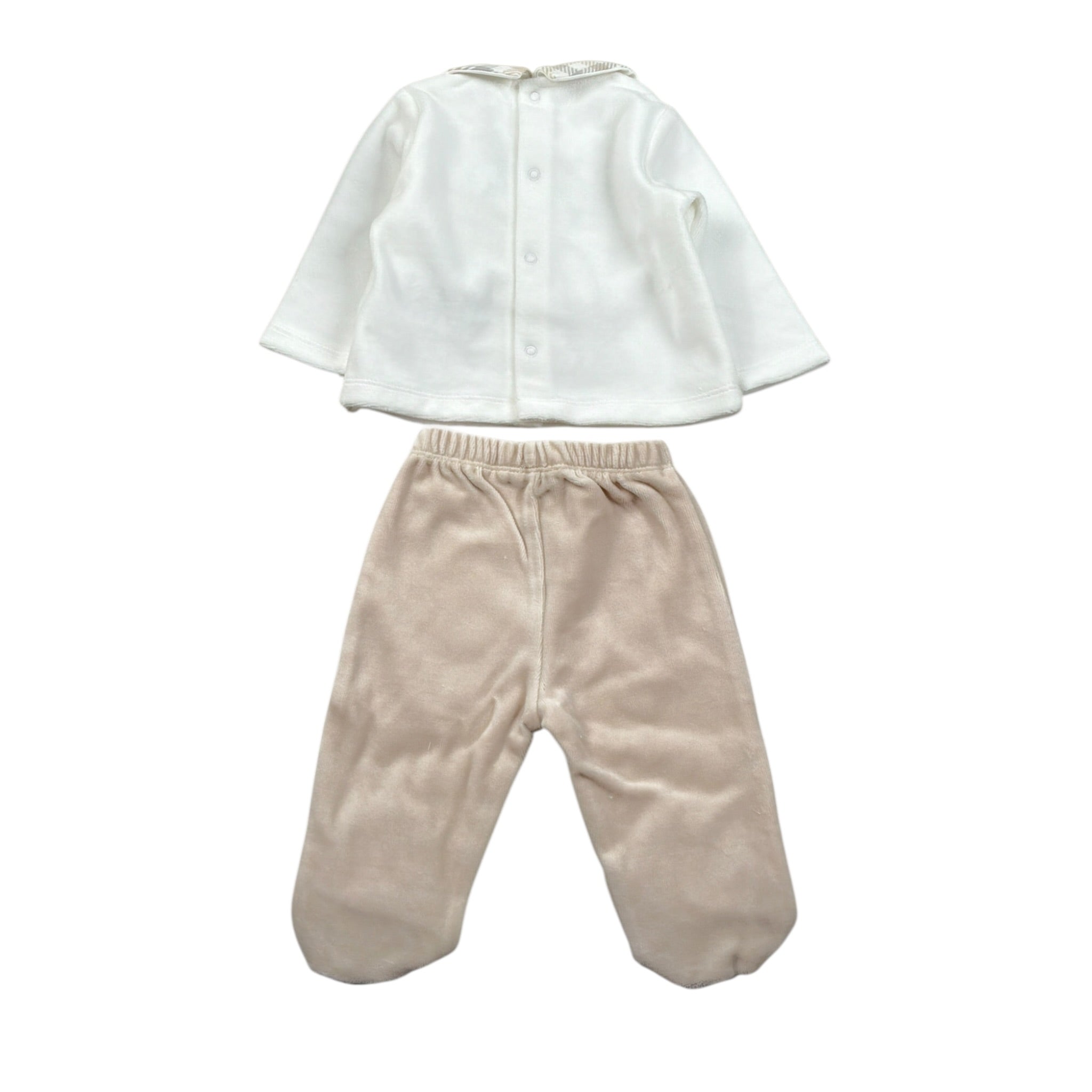 Ciccino Completo 2Pz Maglia-Ghettina Bicolore Panna per Neonato CCB0509 PANNA CICCINO 