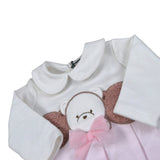 Ciccino Tutina Bicolore con Ricami Bianco/Rosa per Neonata CCG0634 BIANCO/ROSA CICCINO 