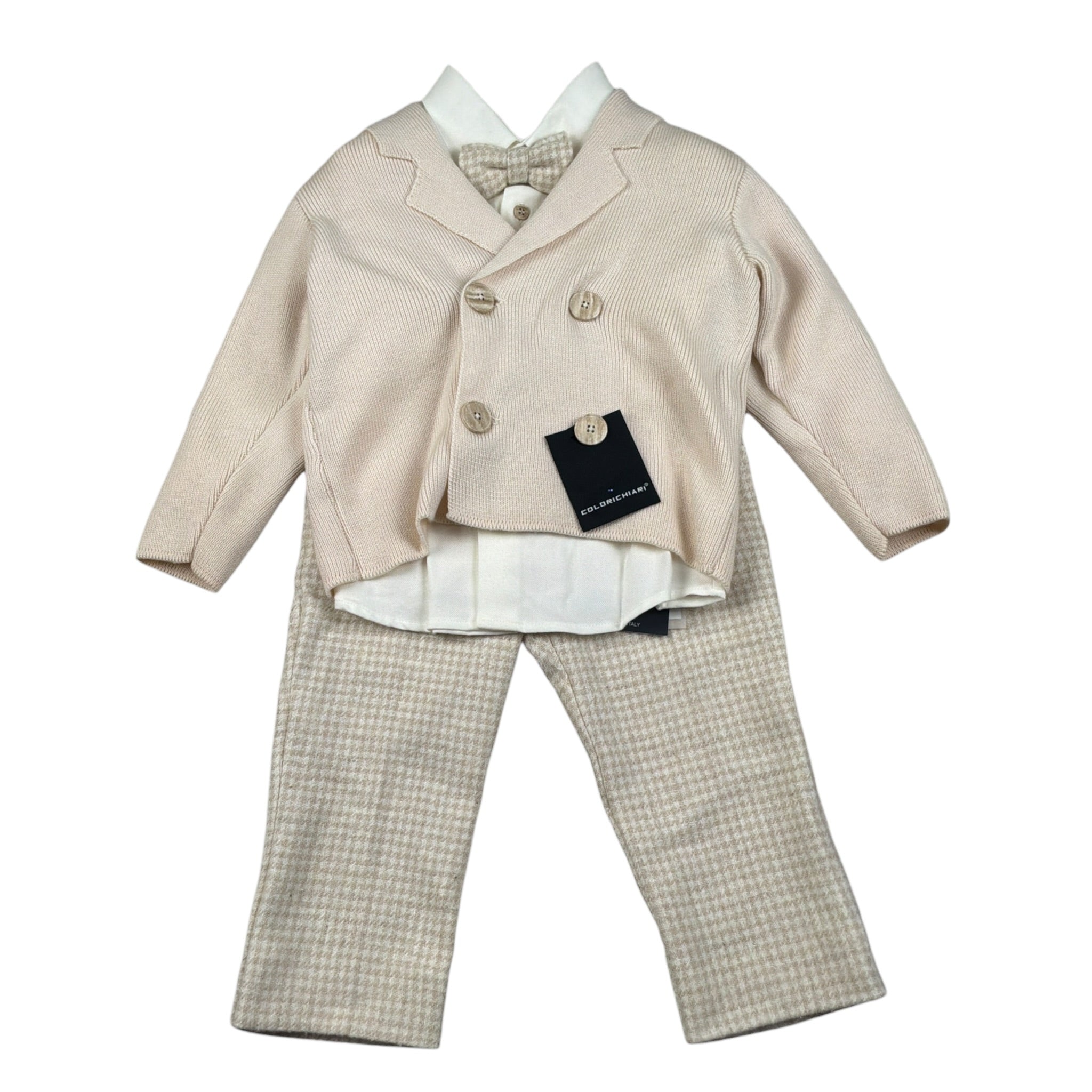 Colori Chiari Completo 4 Pezzi Giacca-Camicia-Papillon-Pantalone Panna per Neonato MN407239 PANNA COLORI CHIARI 
