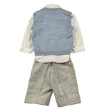 Colori Chiari Completo 4 Pezzi Gilet-Camicia-Papillon-Pantalone Azzurro per Neonato MN567281 AZZURRO COLORI CHIARI 