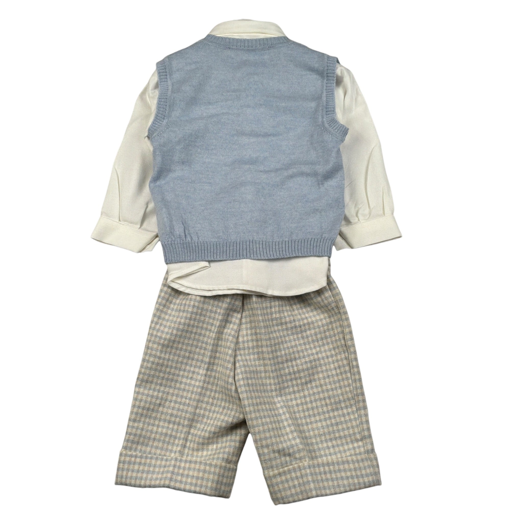 Colori Chiari Completo 4 Pezzi Gilet-Camicia-Papillon-Pantalone Azzurro per Neonato MN567281 AZZURRO COLORI CHIARI 