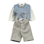 Colori Chiari Completo 4 Pezzi Gilet-Camicia-Papillon-Pantalone Azzurro per Neonato MN567281 AZZURRO COLORI CHIARI 