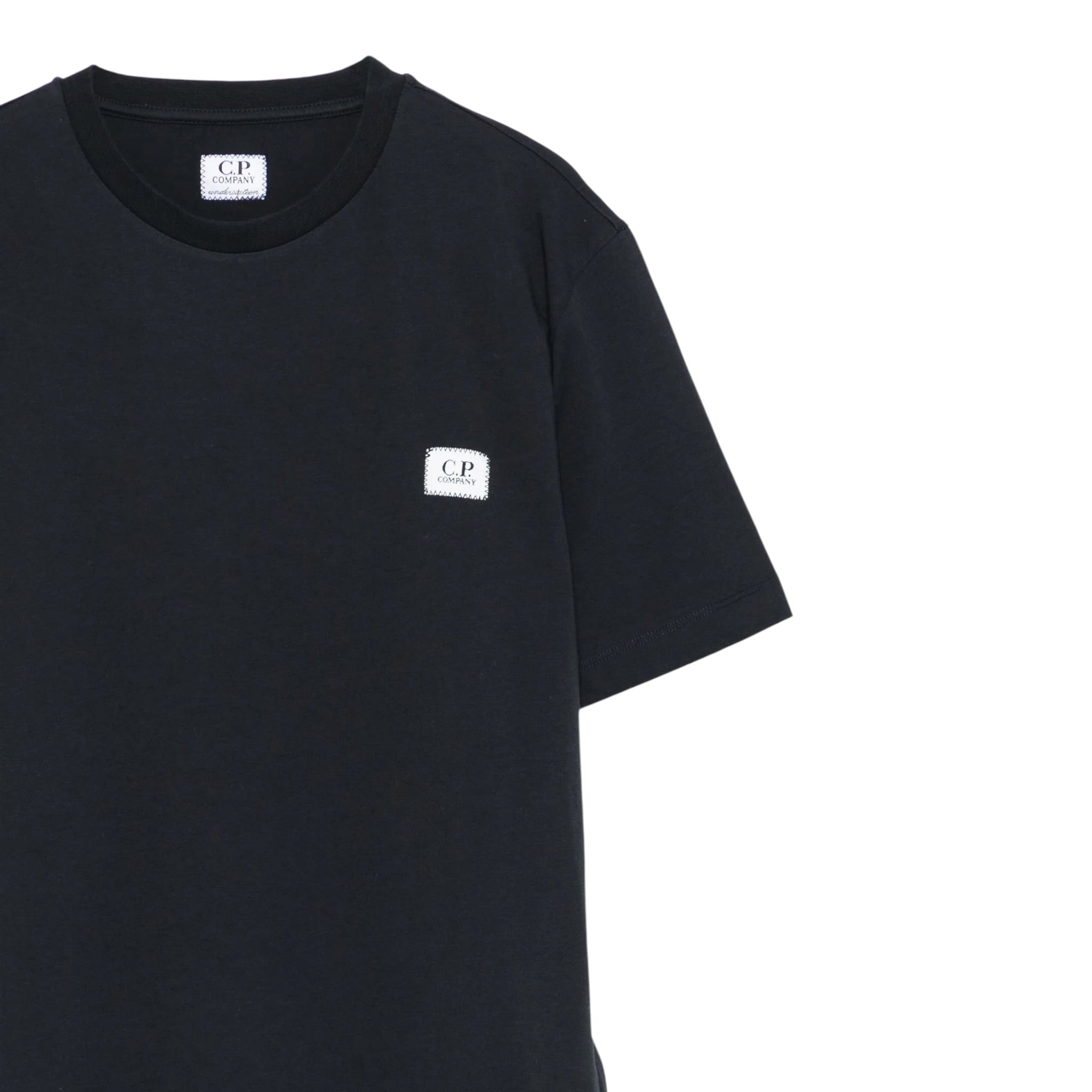 C.P. Company T-Shirt Girocollo tinta unita con Logo Nero per Bambino C6M008 NERO C.P. COMPANY 
