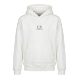 C.P. Company Felpa tinta unita con Cappuccio E Logo Bianco per Bambino CUF00Z BIANCO C.P. COMPANY 