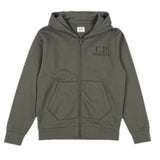 C.P. Company Felpa tinta unita con Cappuccio E Zip Verde per Bambino CUF01A VERDE C.P. COMPANY 