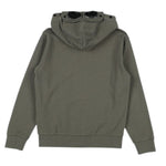 C.P. Company Felpa tinta unita con Cappuccio E Zip Verde per Bambino CUF01A VERDE C.P. COMPANY 