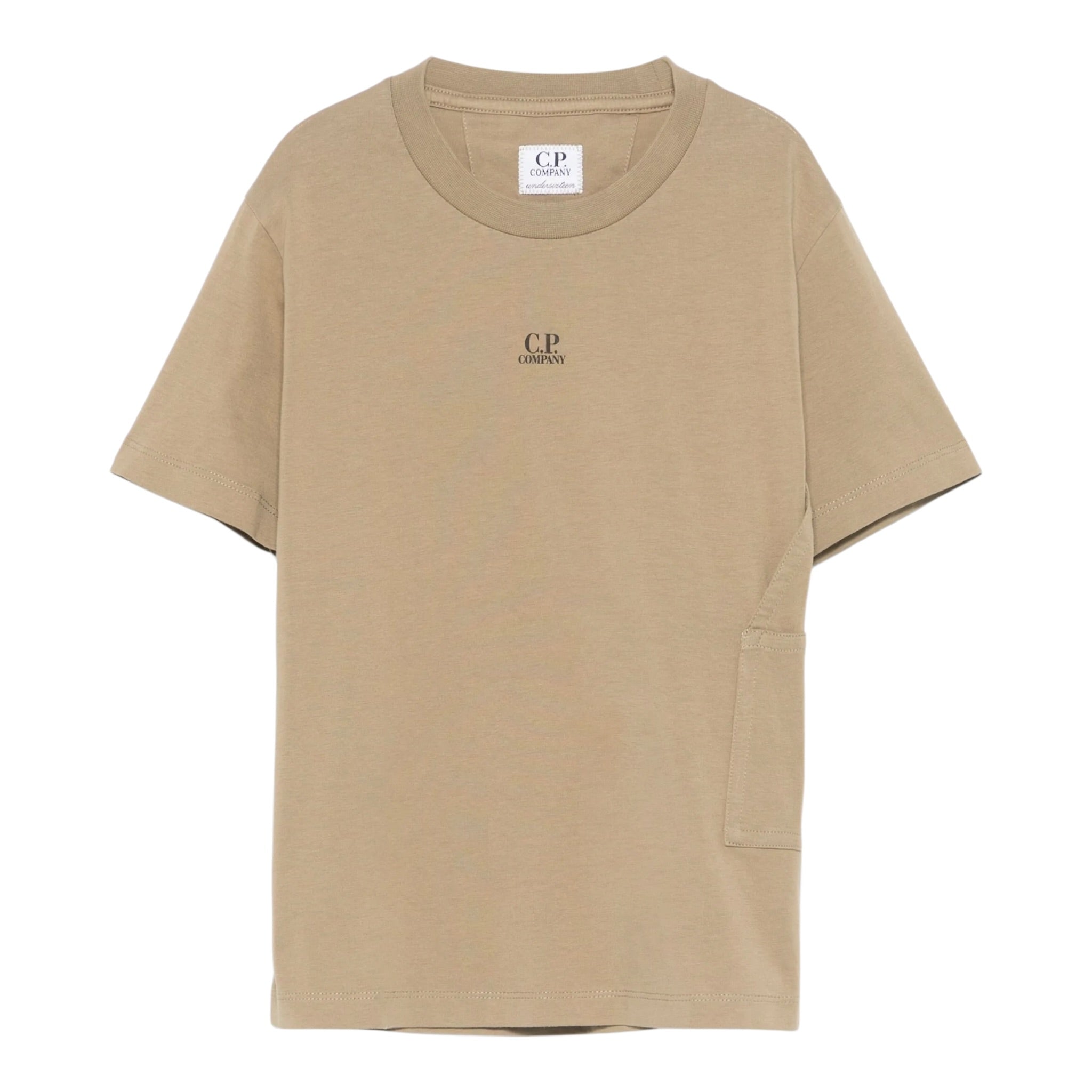 C.P. Company T-Shirt Girocollo tinta unita con Stampa Beige per Bambino CUM00I BEIGE C.P. COMPANY 