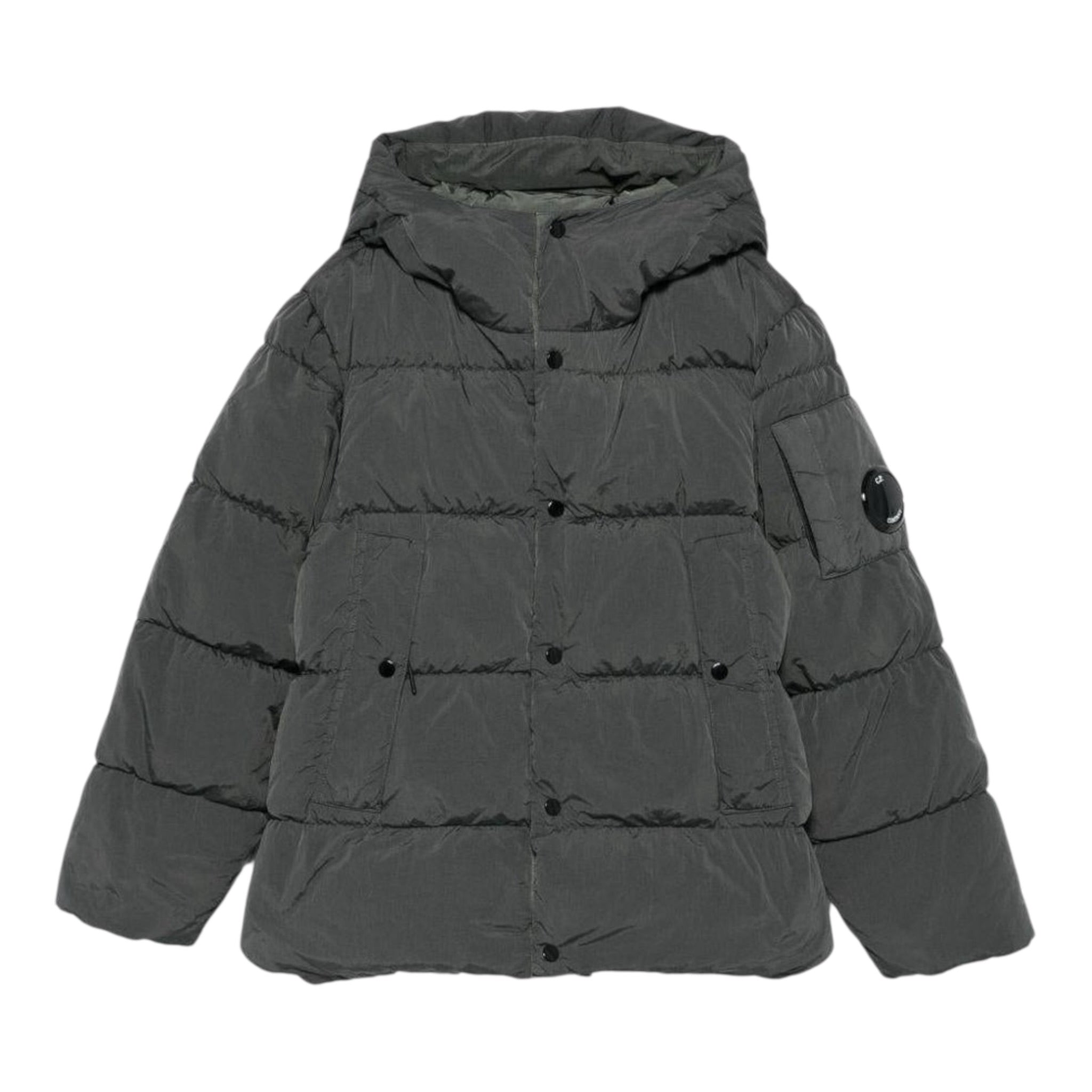 C.P. Company Giubbino tinta unita con Zip E Cappuccio Grigio per Bambino CUS01E GRIGIO C.P. COMPANY 