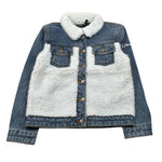 Daniele Alessandrini Giubbino In Denim tinta unita con Pelliccia Blu per Bambino 1291OD0098 BLU DANIELE ALESSANDRINI 