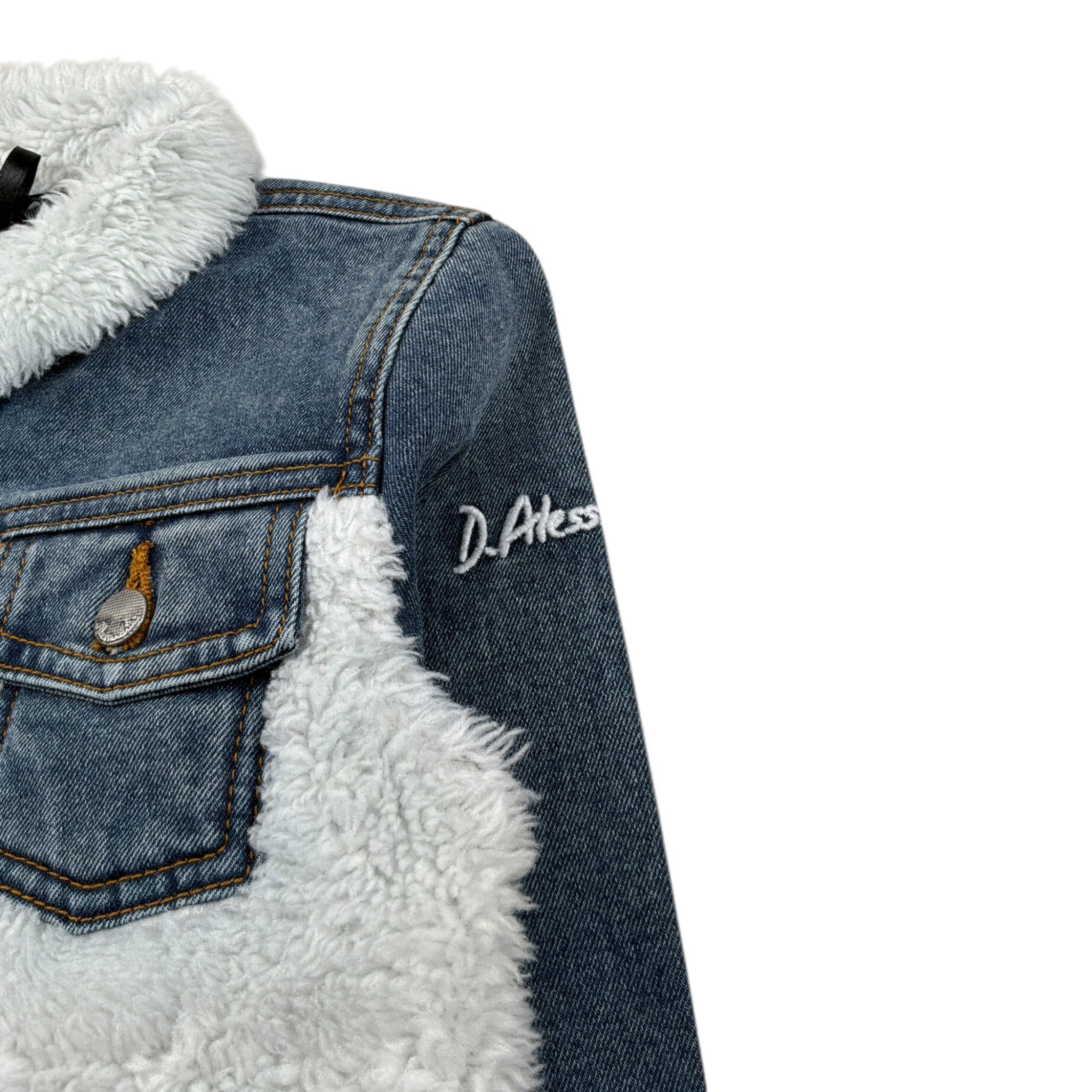 Daniele Alessandrini Giubbino In Denim tinta unita con Pelliccia Blu per Bambino 1291OD0098 BLU DANIELE ALESSANDRINI 