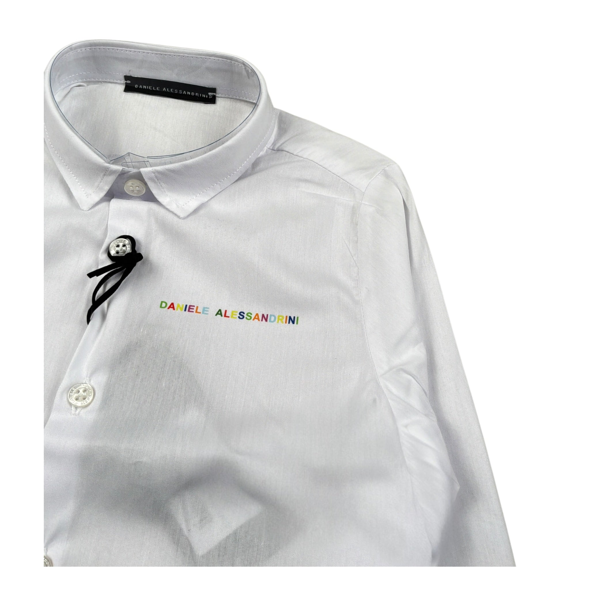 Daniele Alessandrini Camicia Manica Lunga Tinta Unit con Logo Bianco per Bambino 1295C00023J BIANCO DANIELE ALESSANDRINI 