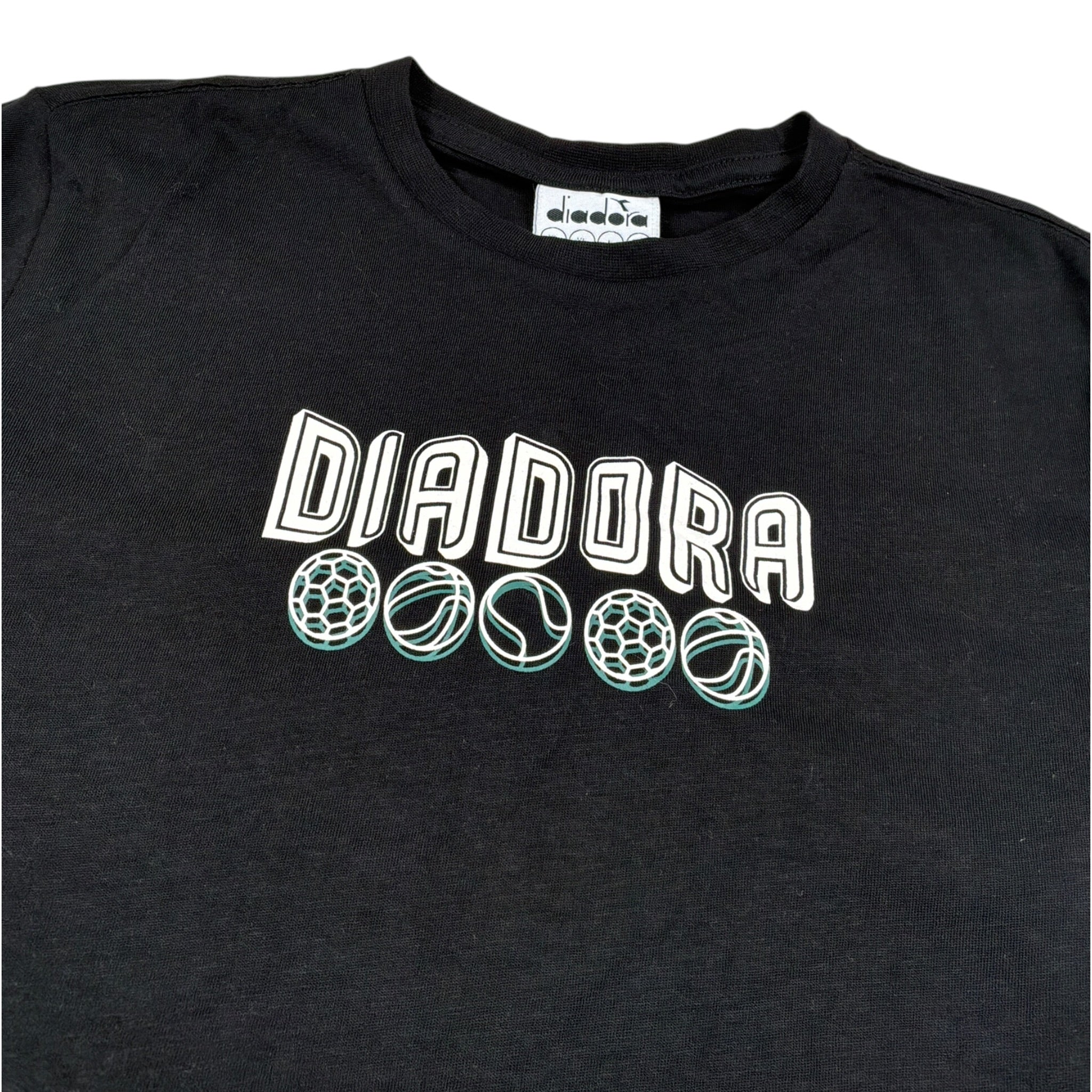 Diadora Shirt Girocollo tinta unita con Logo Nero per Bambino 102182243 NERO DIADORA 