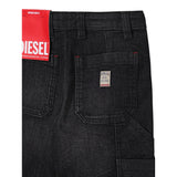 Diesel Jeans tinta unita con Girovita Regolabile Nero per Bambino J02361 NERO DIESEL 