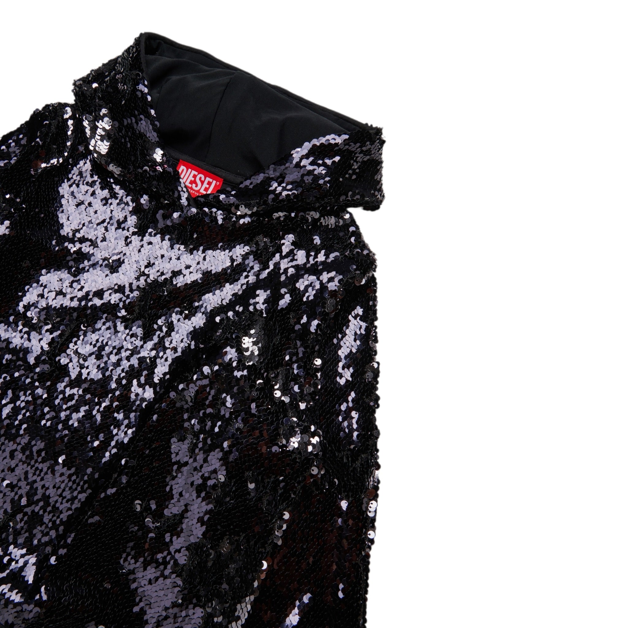 Diesel Felpa tinta unita con Cappuccio E Paillettes Nero per Bambina J02374 NERO DIESEL 