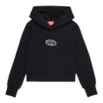 Diesel Felpa tinta unita con Cappuccio E Stampa Nero per Bambina J02416XX NERO DIESEL 