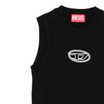 Diesel Gilet In Maglia tinta unita con Logo Nero per Bambina J02437X NERO DIESEL 