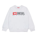 Diesel Felpa Girocollo tinta unita con Logo Bianco per Bambino J02483 BIANCO DIESEL 