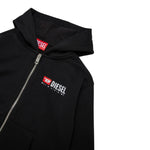 Diesel Felpa tinta unita con Zip E Cappuccio Nero per Bambino J02484 NERO DIESEL 