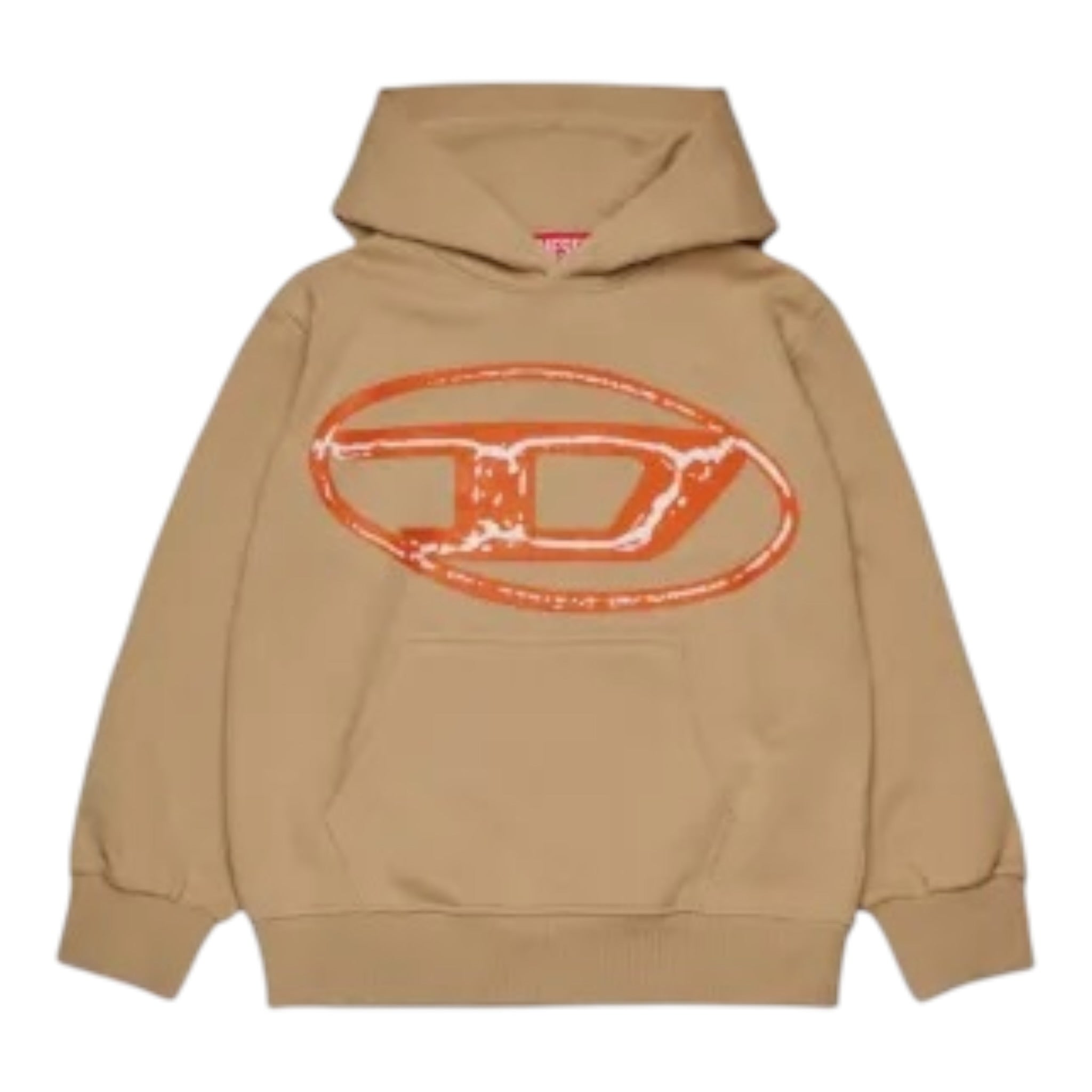 Diesel Felpa tinta unita con Cappuccio E Stampa Beige per Bambino J02487X BEIGE DIESEL 