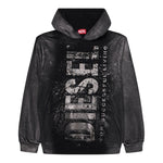 Diesel Felpa tinta unita con Cappuccio Nero per Bambino J02492X NERO DIESEL 