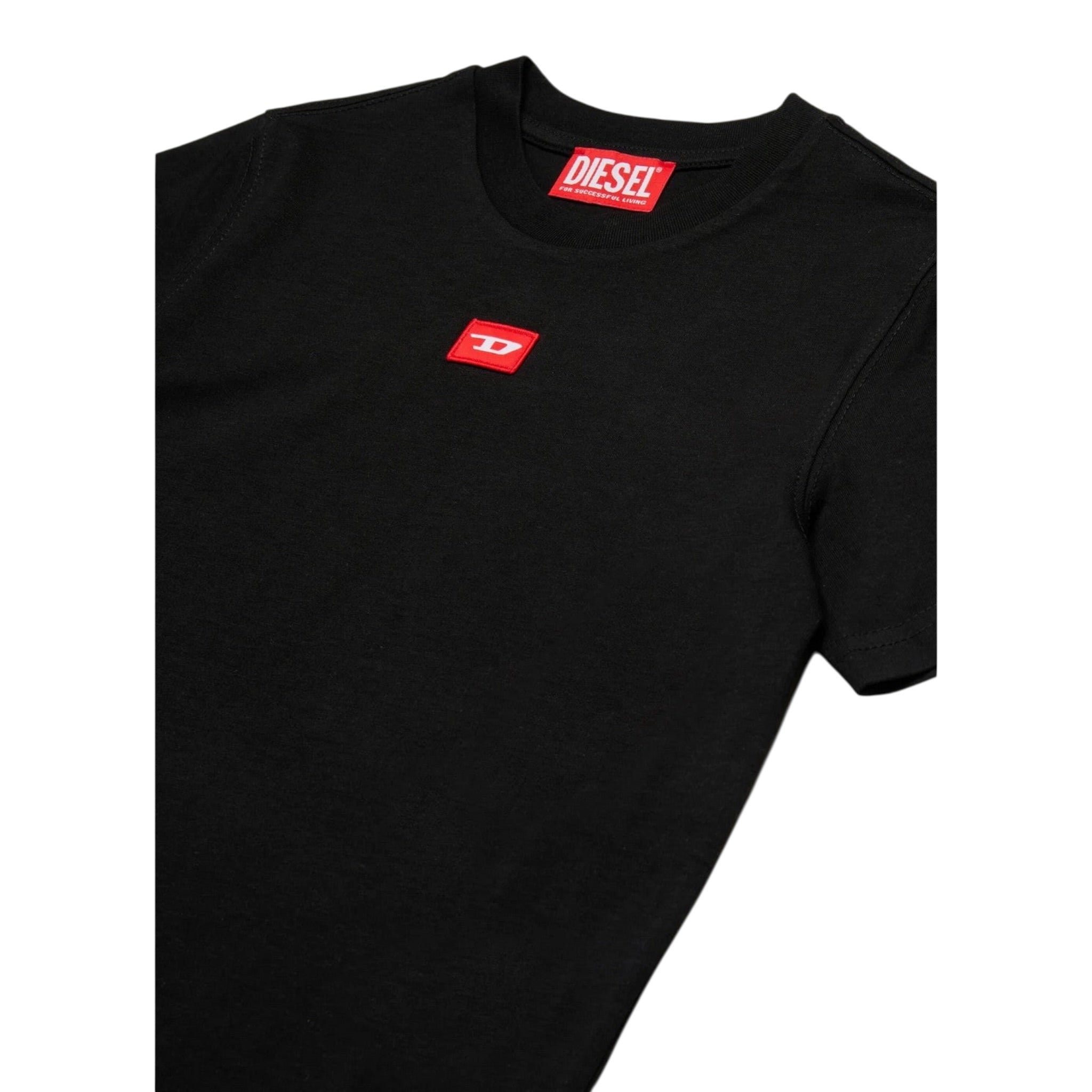 Diesel T-Shirt tinta unita con Logo Nero per Bambino J02501 NERO DIESEL 
