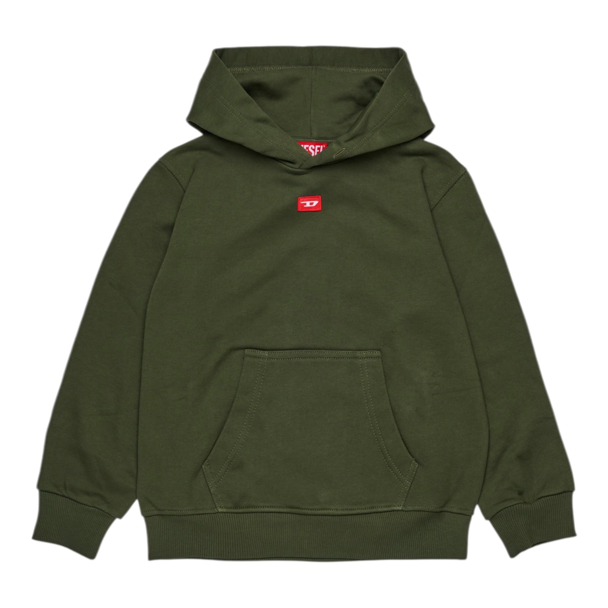 Diesel Felpa Chiusa tinta unita con Cappuccio Verde per Bambino J02502 VERDE DIESEL 