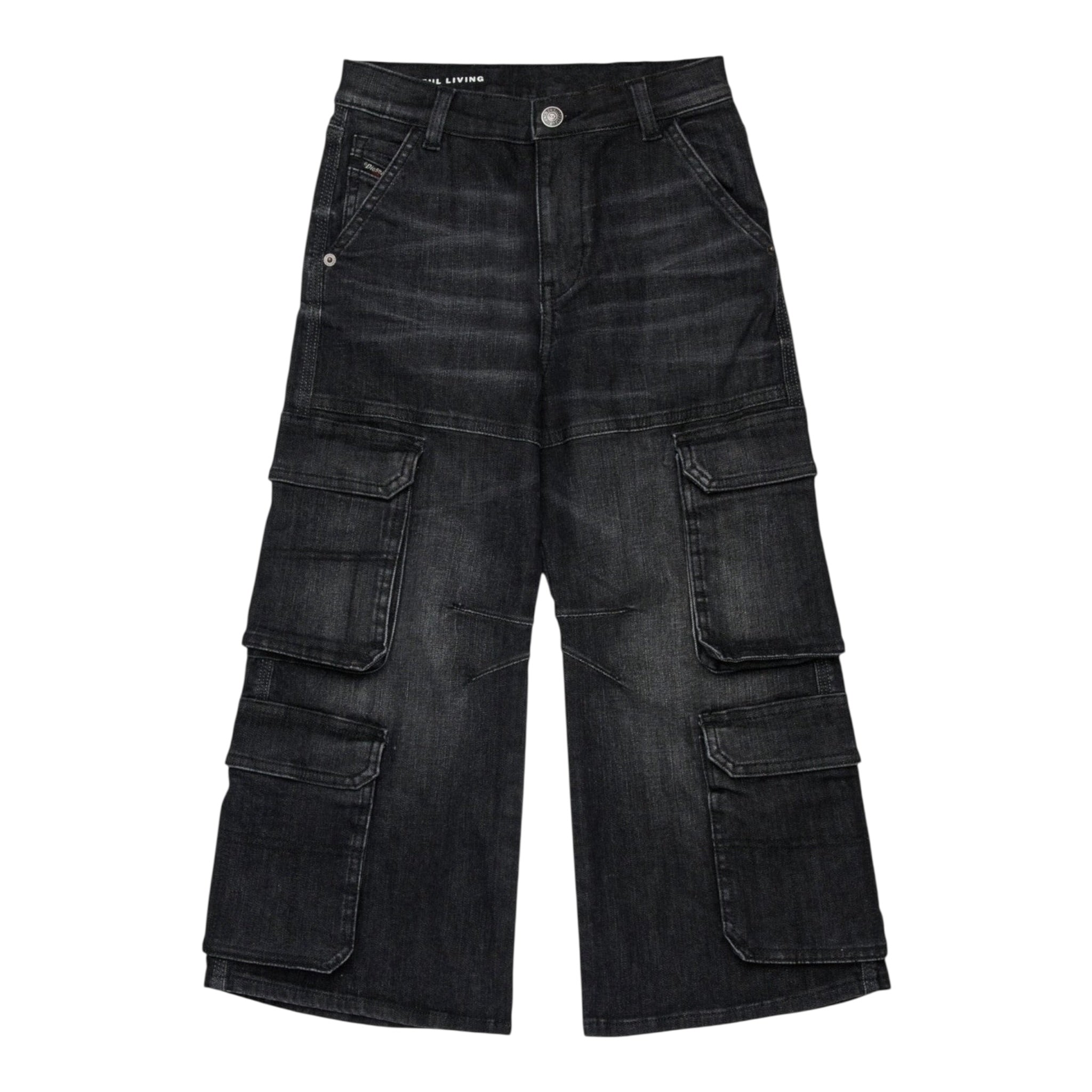 Diesel Jeans tinta unita Modello A Palazzo Nero per Bambina J02514 NERO DIESEL 