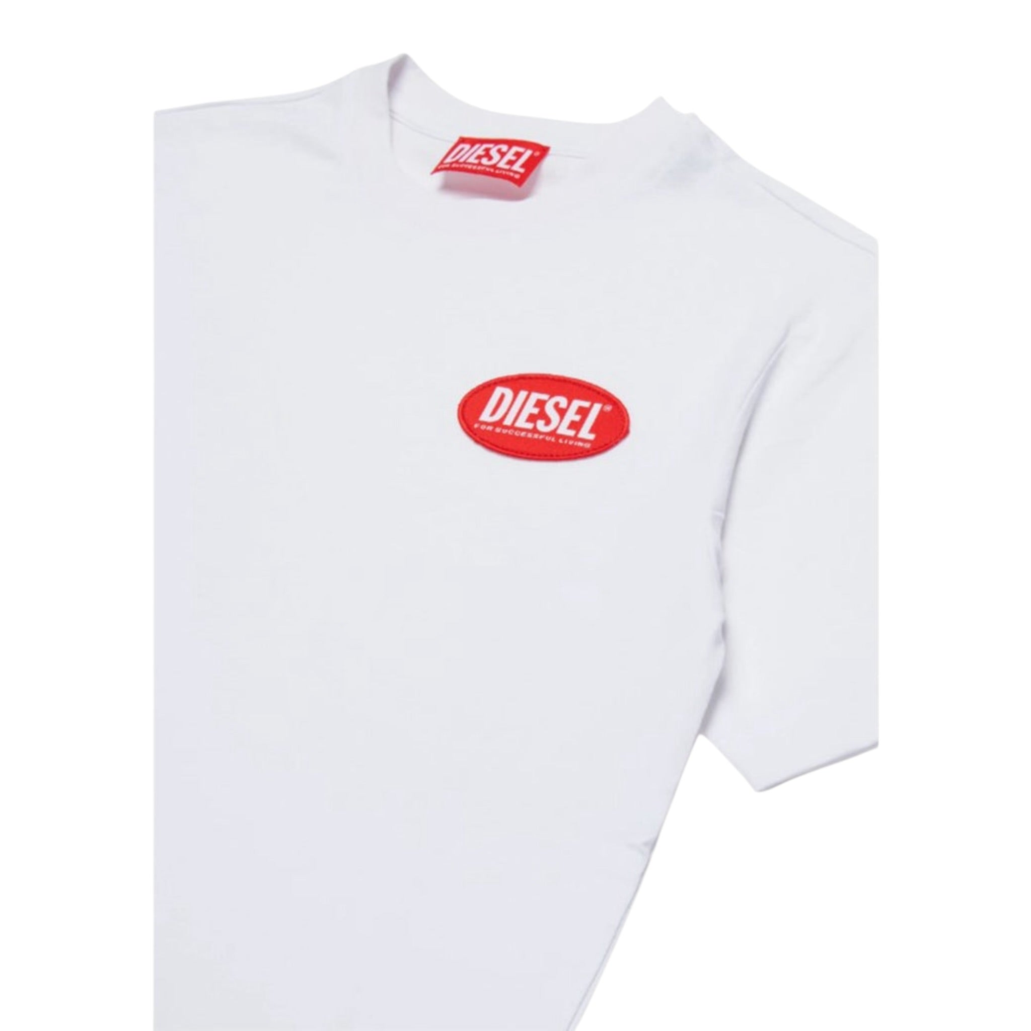 Diesel T-Shirt tinta unita con Logo Bianco per Bambino J2469 BIANCO DIESEL 