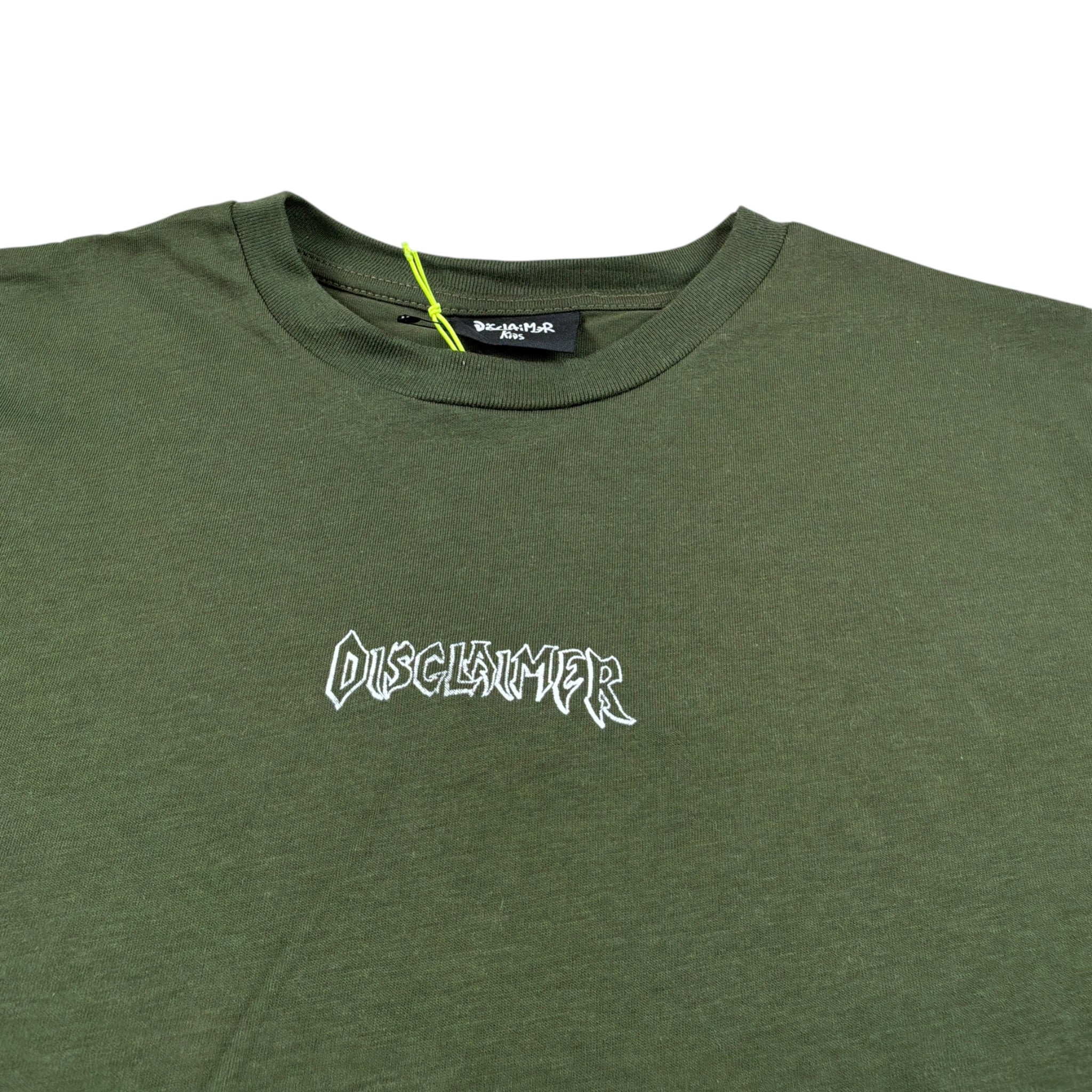 Disclaimer T-Shirt Girocollo tinta unita con Logo Verde per Bambino 25IDK58677 VERDE DISCLAIMER 