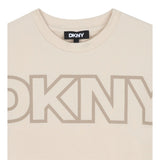 Dkny T-Shirt Girocollo tinta unita con Logo Beige per Bambina D62412 BEIGE DKNY 