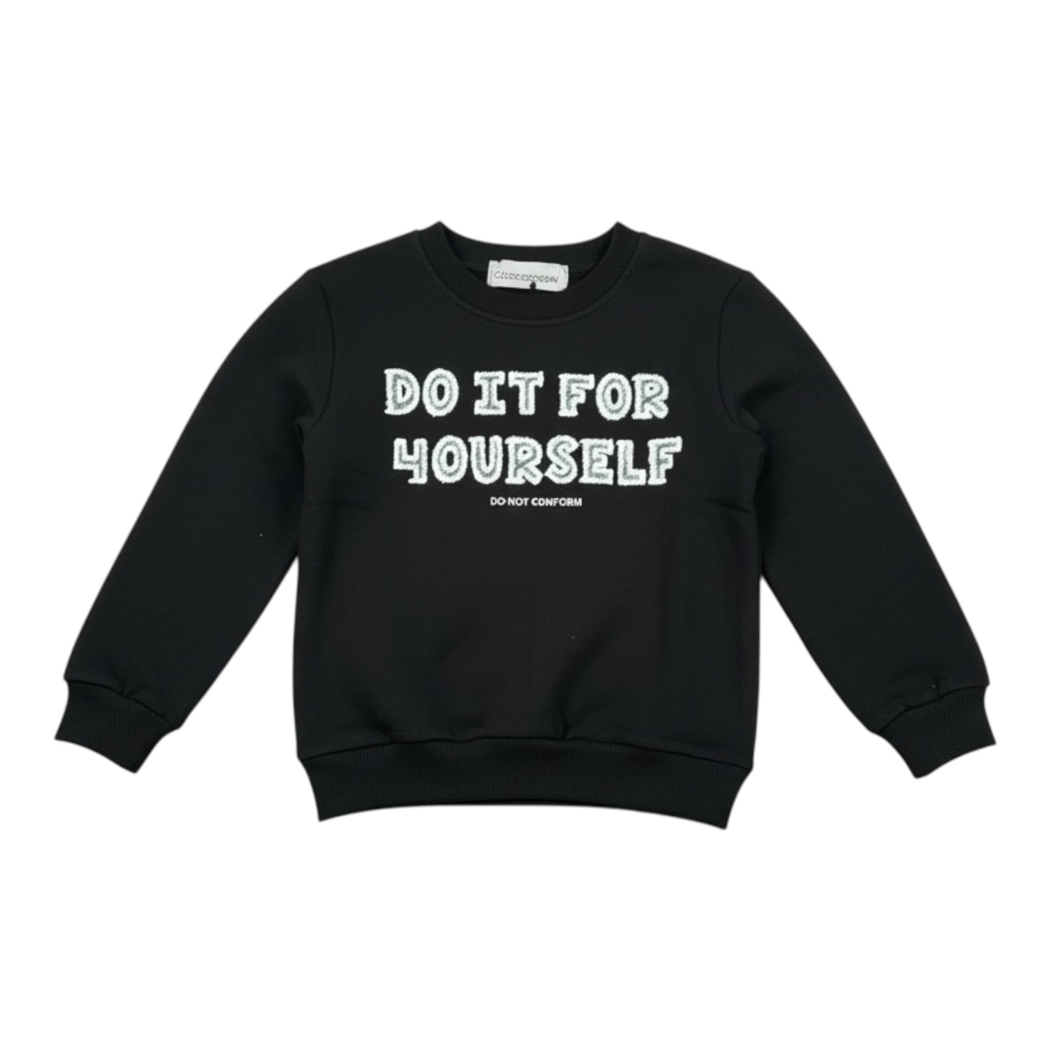 Do Not Conform Felpa tinta unita Girocollo con Stampa Nero per Bambino 34709 NERO DO NOT CONFORM 
