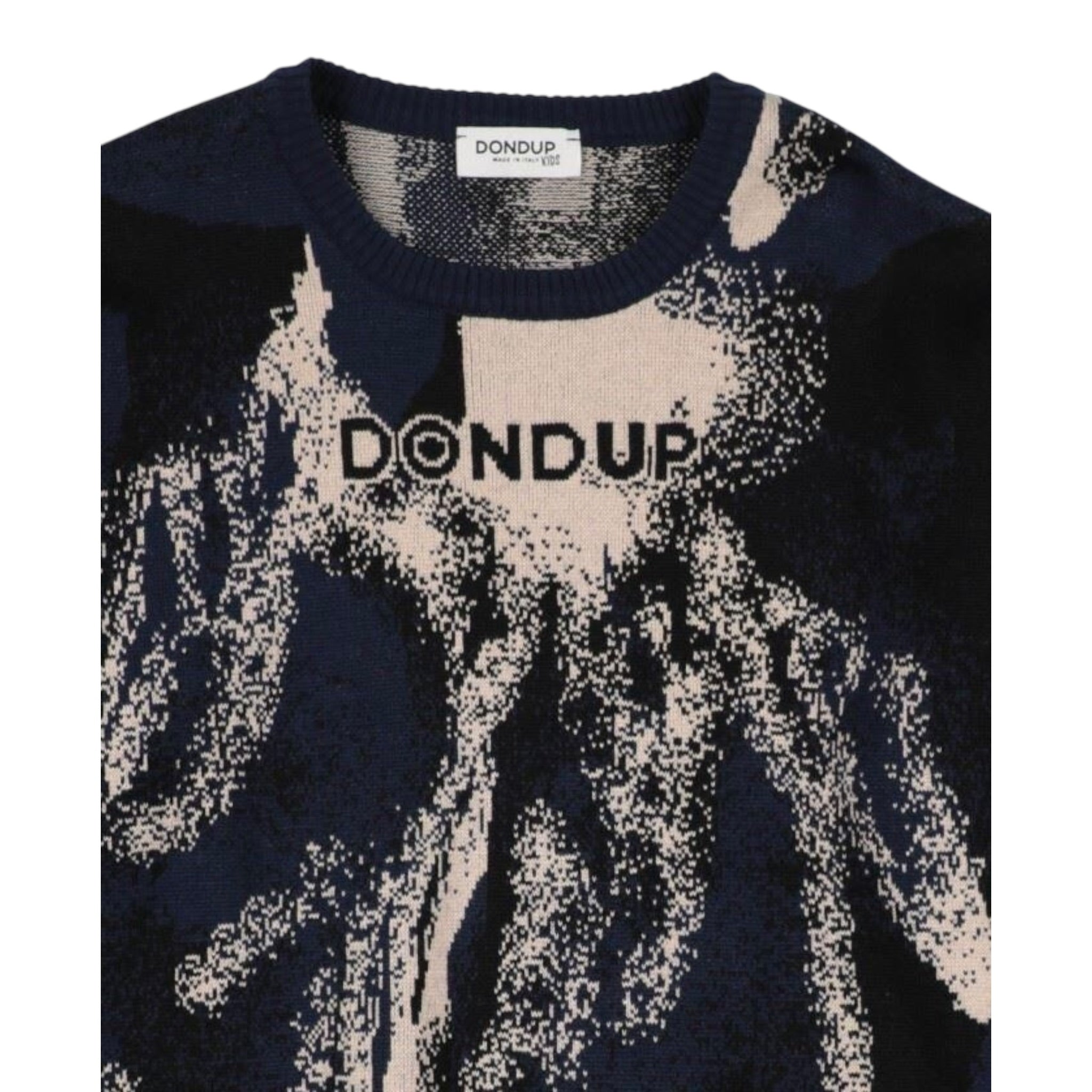 Dondup Maglia tinta unita con Stampa Blu per Neonato DMMA037N BLU DONDUP 