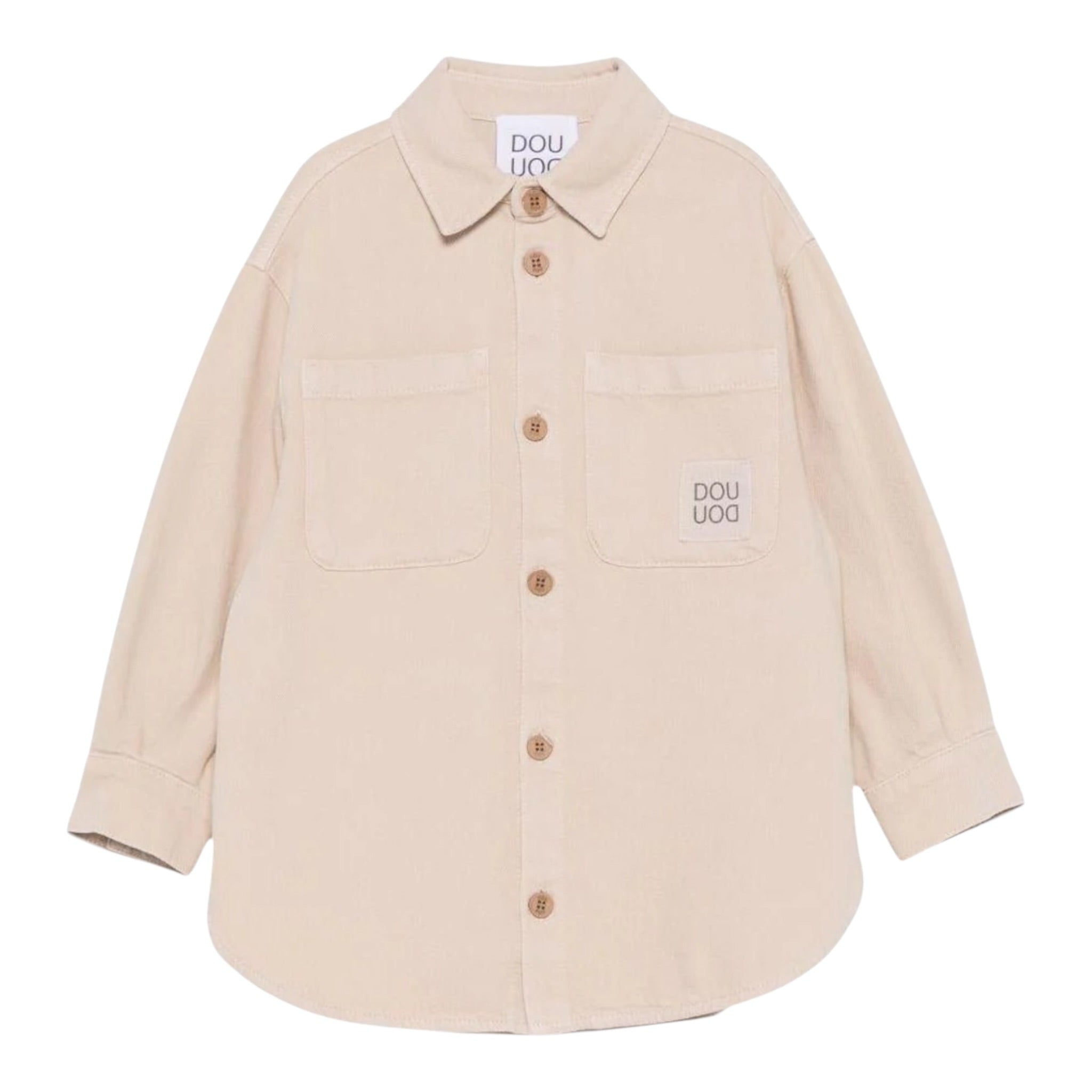 Dou Dou Camicia tinta unita con Taschini Beige per Bambina DW2P77 BEIGE DOU DOU 