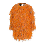 Dou Dou Abito tinta unita con Piume Arancione per Bambina DX1A10 ARANCIONE DOU DOU 