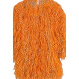 Dou Dou Abito tinta unita con Piume Arancione per Bambina DX1A10 ARANCIONE DOU DOU 