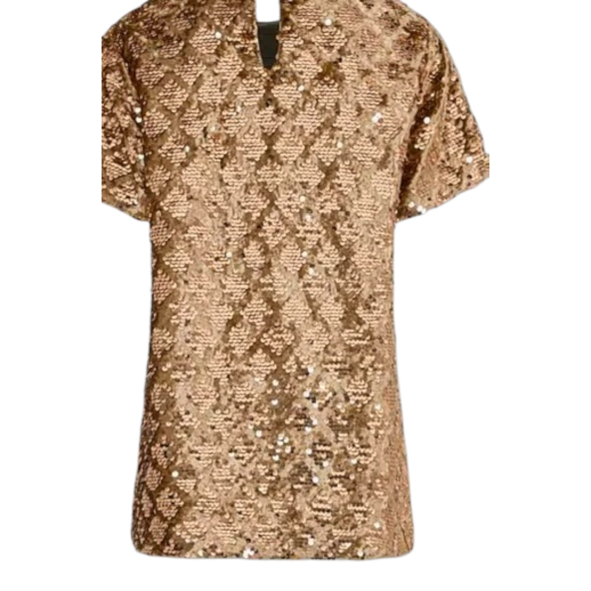 Dou Dou Abito Mezza Manica con Paillettes Bronzo per Bambina DX1A91U0239 BRONZO DOU DOU 