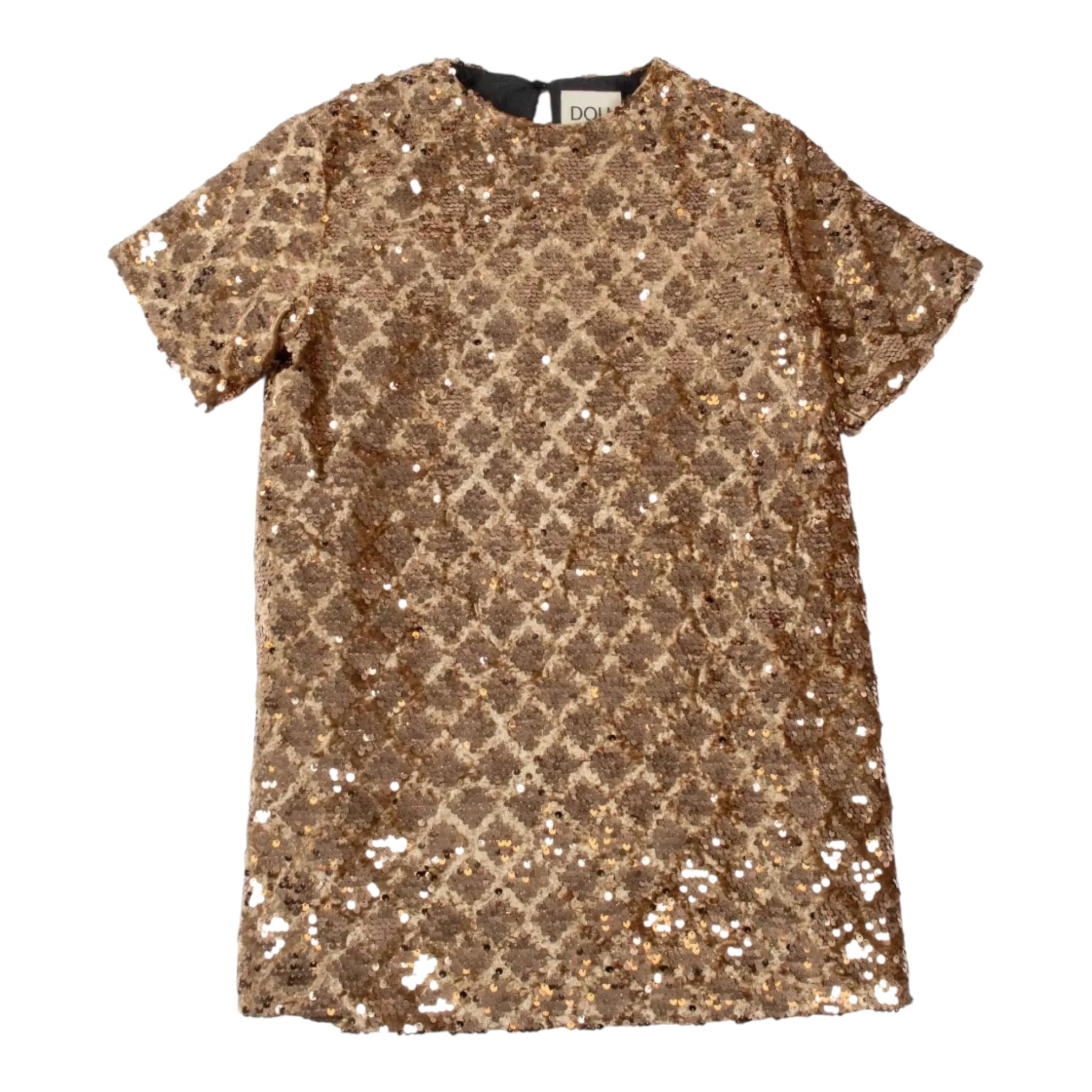 Dou Dou Abito Mezza Manica con Paillettes Bronzo per Bambina DX1A91U0239X BRONZO DOU DOU 