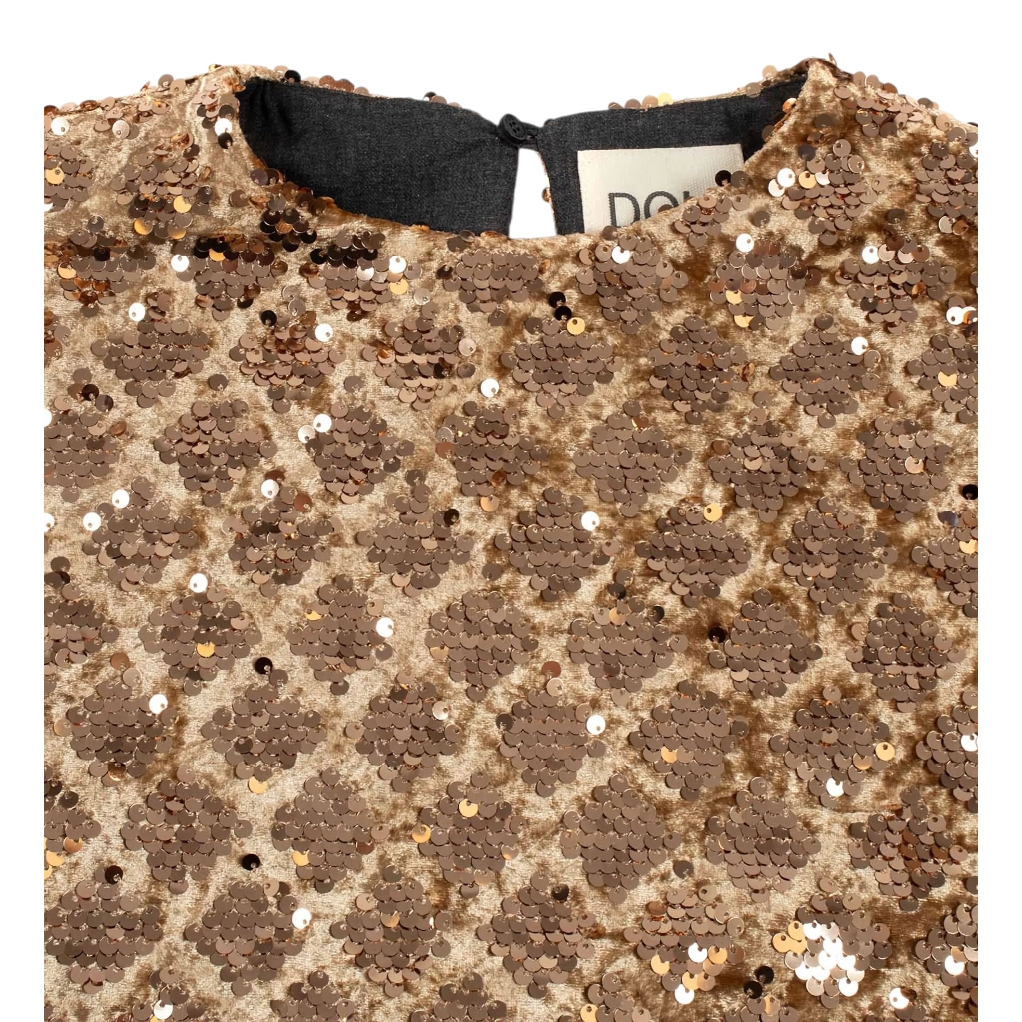 Dou Dou Abito Mezza Manica con Paillettes Bronzo per Bambina DX1A91XX BRONZO DOU DOU 