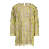 Dou Dou Abito Manica Lunga Paillettato Verde per Bambina DX1B10 VERDE DOU DOU 