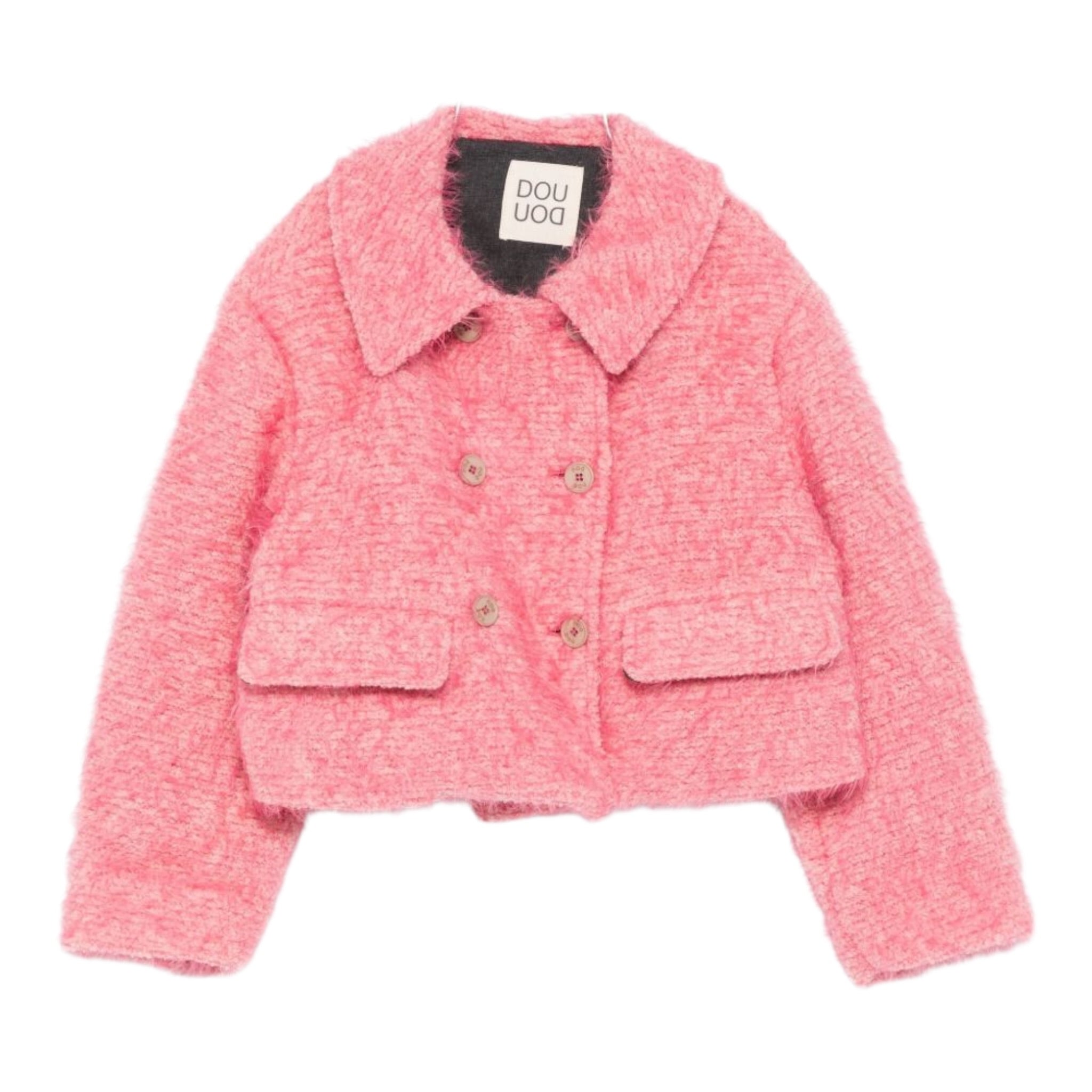 Dou Dou Giubbino tinta unita con Colletto Rosa per Bambina DX2A44E0236 ROSA DOU DOU 