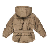 Dou Dou Giubbino tinta unita con Zintura E Cappuccio Fango per Bambina DX2P30 FANGO DOU DOU 