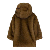 Dou Dou Pelliccia tinta unita con Cappuccio Beige per Bambina DX2P90 BEIGE DOU DOU 