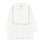 Dou Dou Camicia tinta unita con Righino In Contrasto Bianco per Bambina DX5A10X BIANCO DOU DOU 